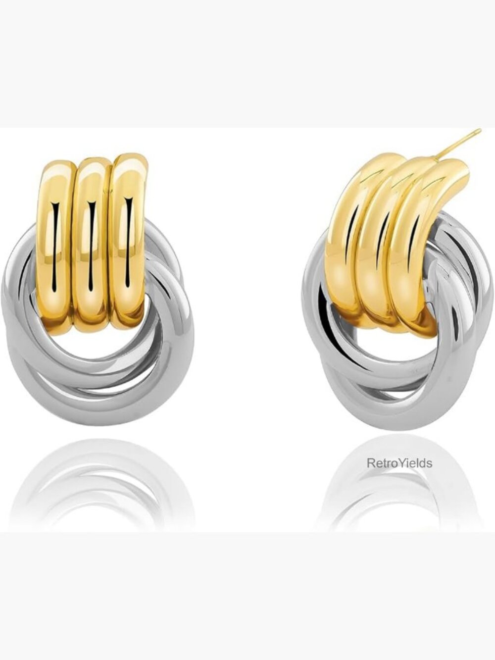 Large Chunky Knot Drop Dangle Earrings Gold Silver Plated Hypoallergenic